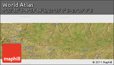 Satellite Panoramic Map of the Area around 9° 15' 16" S, 23° 1' 29" E
