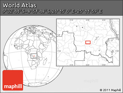 Blank Location Map of the Area around 9° 15' 16" S, 24° 43' 30" E