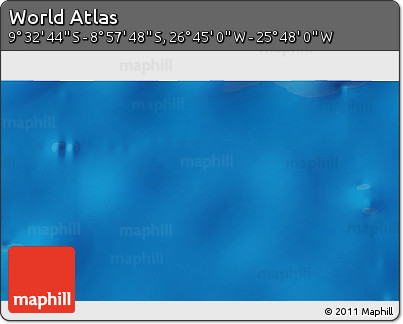Physical 3D Map of the Area around 9° 15' 16" S, 26° 16' 29" W