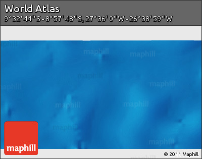 Physical 3D Map of the Area around 9° 15' 16" S, 27° 7' 30" W