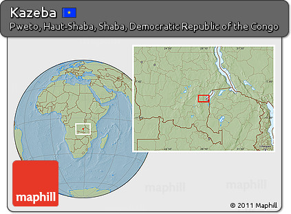 Savanna Style Location Map of Kazeba, hill shading