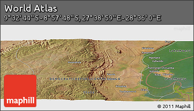 Satellite Panoramic Map of the Area around 9° 15' 16" S, 28° 7' 30" E