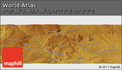 Physical Panoramic Map of the Area around 9° 15' 16" S, 31° 31' 29" E