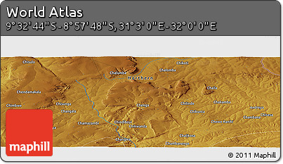 Physical Panoramic Map of the Area around 9° 15' 16" S, 31° 31' 29" E
