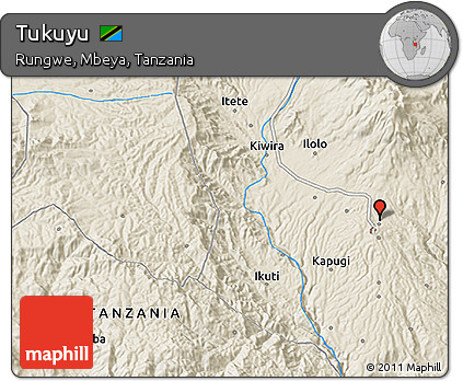 Shaded Relief 3D Map of Tukuyu
