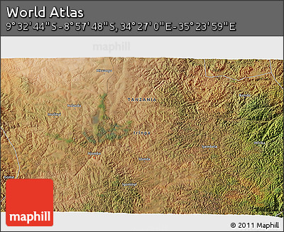 Satellite 3D Map of the Area around 9° 15' 16" S, 34° 55' 29" E
