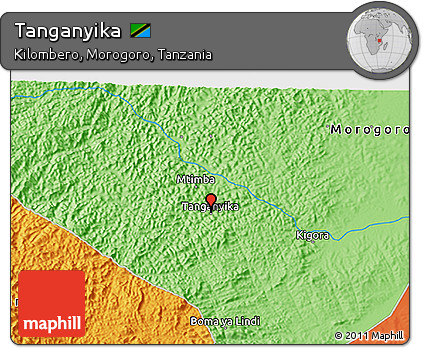 Political 3D Map of Tanganyika