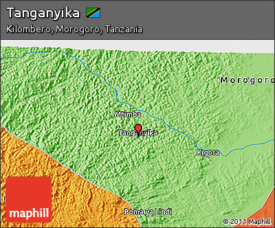 Political 3D Map of Tanganyika