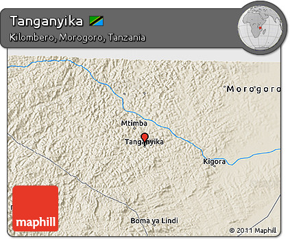 Shaded Relief 3D Map of Tanganyika