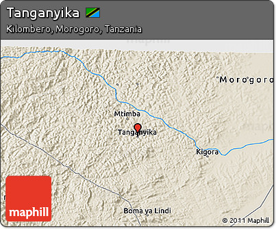 Shaded Relief 3D Map of Tanganyika