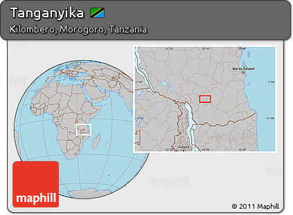 Gray Location Map of Tanganyika