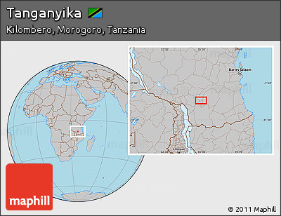 Gray Location Map of Tanganyika