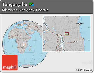 Gray Location Map of Tanganyika