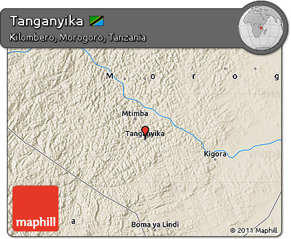 Shaded Relief Map of Tanganyika