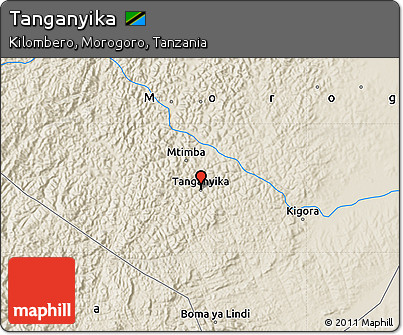Shaded Relief Map of Tanganyika