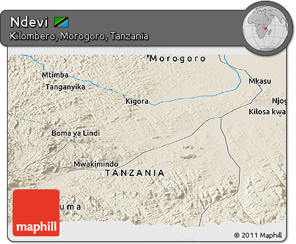 Shaded Relief Panoramic Map of Ndevi