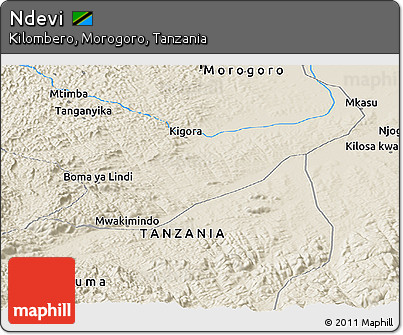Shaded Relief Panoramic Map of Ndevi