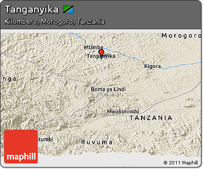 Shaded Relief Panoramic Map of Tanganyika