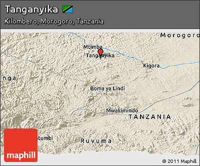 Shaded Relief Panoramic Map of Tanganyika