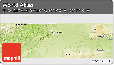Physical Panoramic Map of the Area around 9° 15' 16" S, 37° 28' 30" E