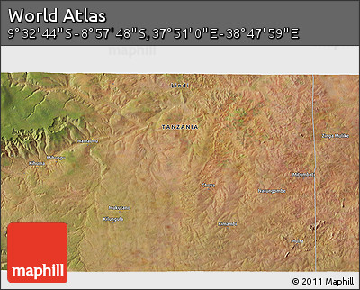 Satellite 3D Map of the Area around 9° 15' 16" S, 38° 19' 30" E