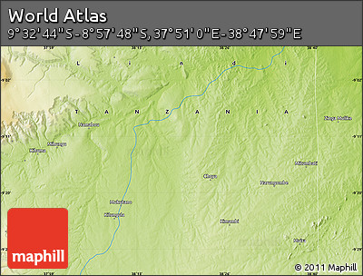 Physical Map of the Area around 9° 15' 16" S, 38° 19' 30" E