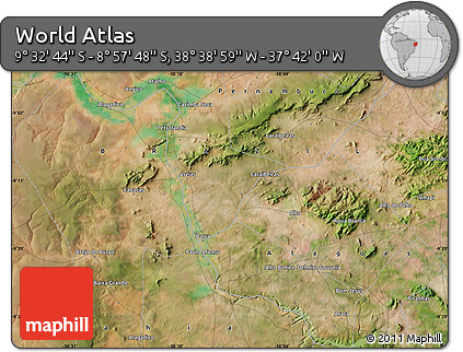 Satellite Map of the Area around 9° 15' 16" S, 38° 10' 29" W