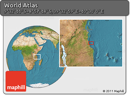 Satellite Location Map of the Area around 9° 15' 16" S, 40° 1' 29" E
