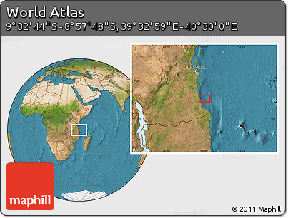 Satellite Location Map of the Area around 9° 15' 16" S, 40° 1' 29" E