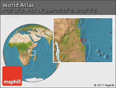 Satellite Location Map of the Area around 9° 15' 16" S, 40° 1' 29" E