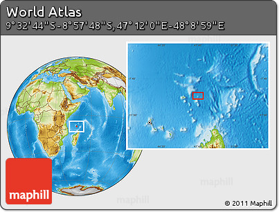 Physical Location Map of the Area around 9° 15' 16" S, 47° 40' 29" E