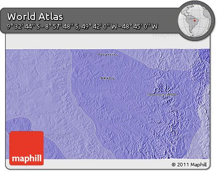 Political 3D Map of the Area around 9° 15' 16" S, 49° 13' 30" W