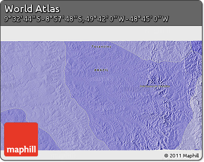 Political 3D Map of the Area around 9° 15' 16" S, 49° 13' 30" W