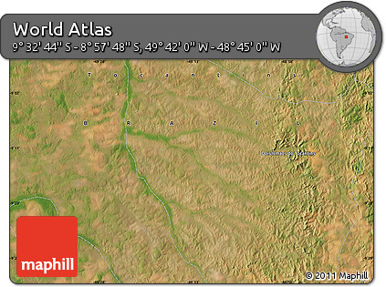 Satellite Map of the Area around 9° 15' 16" S, 49° 13' 30" W