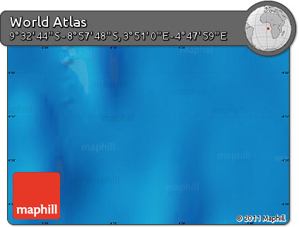 Physical Map of the Area around 9° 15' 16" S, 4° 19' 30" E