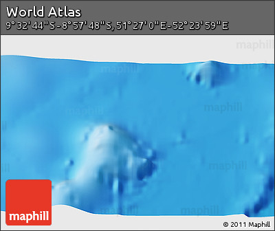 Physical 3D Map of the Area around 9° 15' 16" S, 51° 55' 29" E