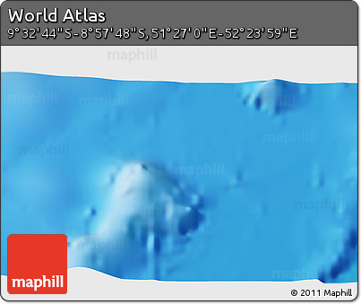Physical 3D Map of the Area around 9° 15' 16" S, 51° 55' 29" E