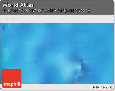 Physical 3D Map of the Area around 9° 15' 16" S, 54° 28' 30" E