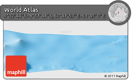 Physical Panoramic Map of the Area around 9° 15' 16" S, 61° 16' 29" E