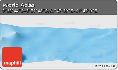 Physical Panoramic Map of the Area around 9° 15' 16" S, 61° 16' 29" E