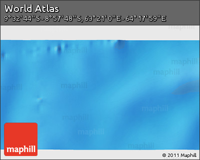 Physical 3D Map of the Area around 9° 15' 16" S, 63° 49' 30" E