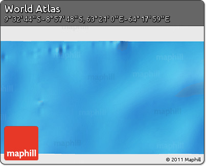 Physical 3D Map of the Area around 9° 15' 16" S, 63° 49' 30" E
