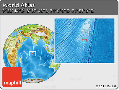 Physical Location Map of the Area around 9° 15' 16" S, 71° 28' 29" E