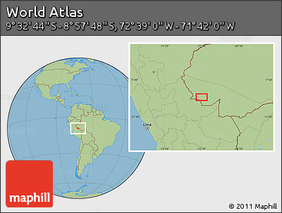Savanna Style Location Map of the Area around 9° 15' 16" S, 72° 10' 30" W