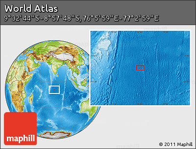 Physical Location Map of the Area around 9° 15' 16" S, 76° 34' 29" E