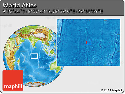 Physical Location Map of the Area around 9° 15' 16" S, 79° 7' 30" E