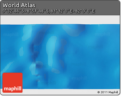 Physical 3D Map of the Area around 9° 15' 16" S, 81° 40' 30" E