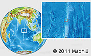 Physical Location Map of the area around 9° 15' 16" S, 88° 28' 29" E