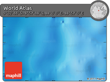 Physical Map of the Area around 9° 15' 16" S, 88° 28' 29" E