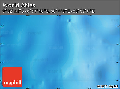 Physical Map of the Area around 9° 15' 16" S, 88° 28' 29" E